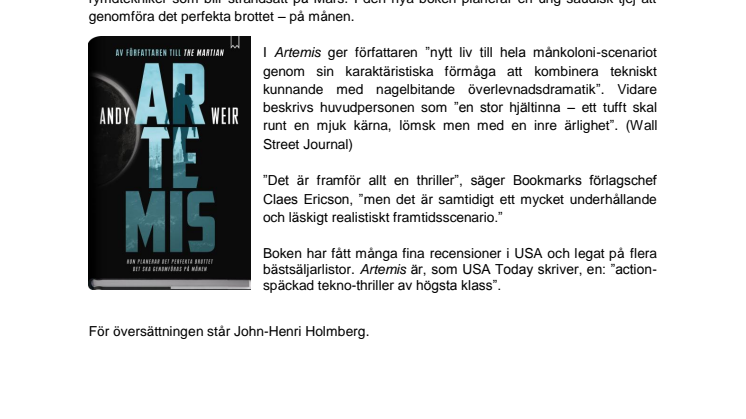 Ny bok av författaren till The Martian