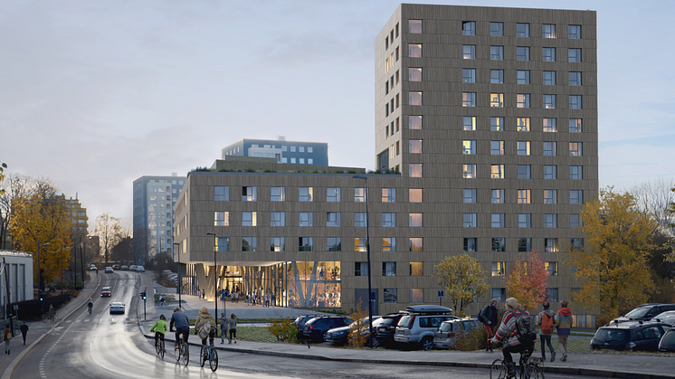 SiO begynner studentboligbygging i Blindernveien 6 høsten 2018 (Illustrasjon: Dyrvik Arkitekter)
