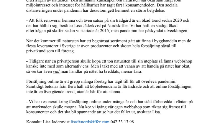 Konsumenter förändrar köpbeteende när det gäller natursten