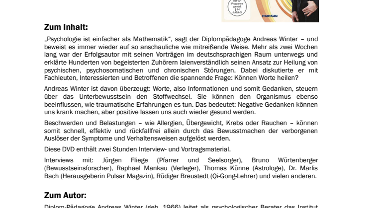 Waschzettel "Heilen durch Erkenntnis" (DVD)