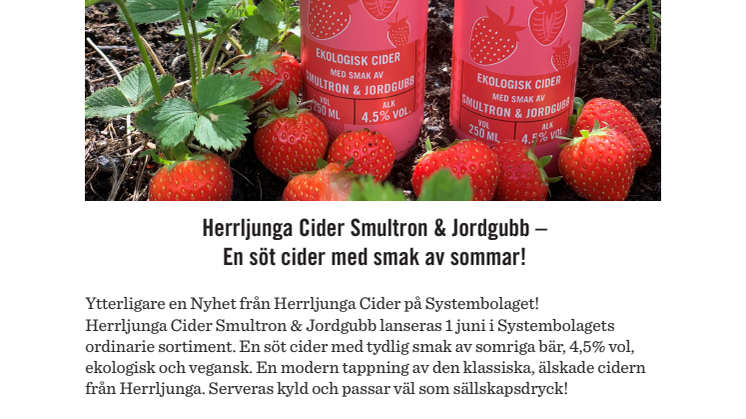 Herrljunga Cider Smultron & Jordgubb –  En söt cider med smak av sommar!