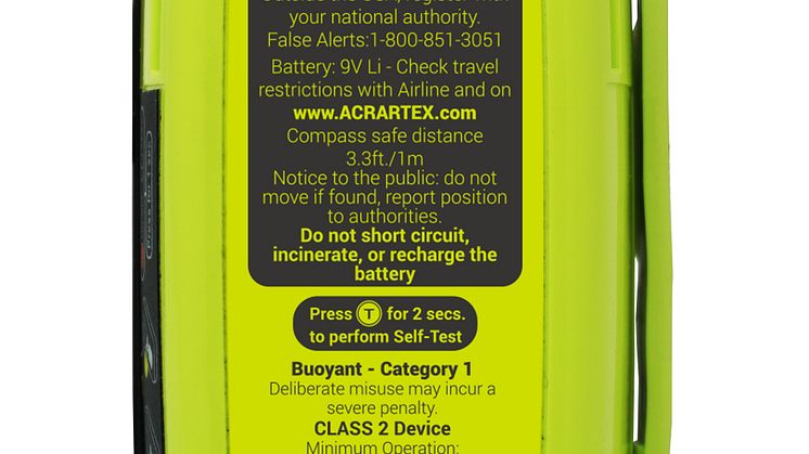 Hi-res image - ACR Electronics - The new ACR Electronics ResQLink View Personal Locator Beacon with Optical Display Technology (back)
