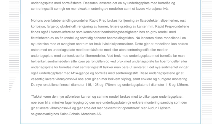 Enklere overflatebehandling med nye rondeller og underlagsplater