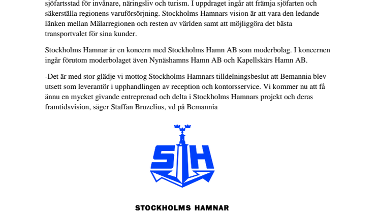 Bemannia bemannar Stockholms Hamnars reception och kontorsservice