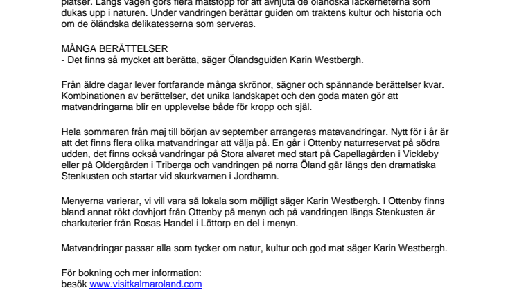 Smaka på Öland - Säsongspremiär för guidade matvandringar