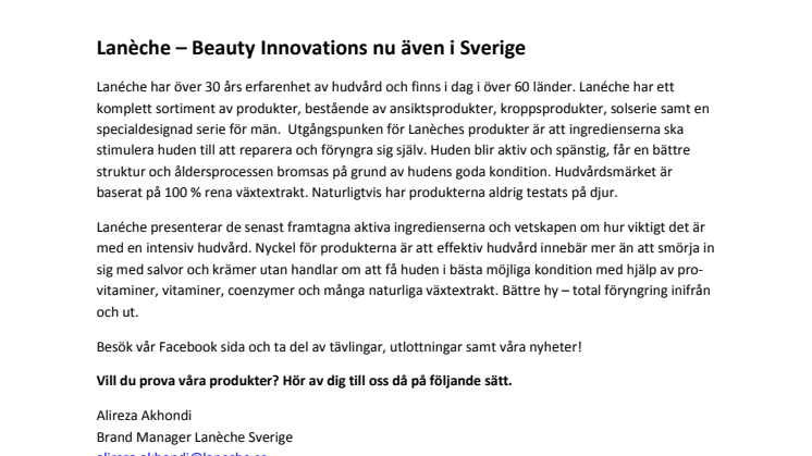 Lanèche – Beauty Innovations nu även i Sverige
