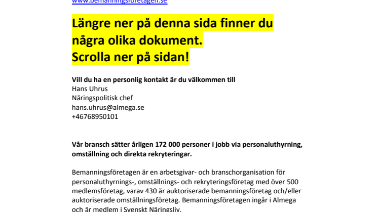 Grundinformation om bemanningsbranschen