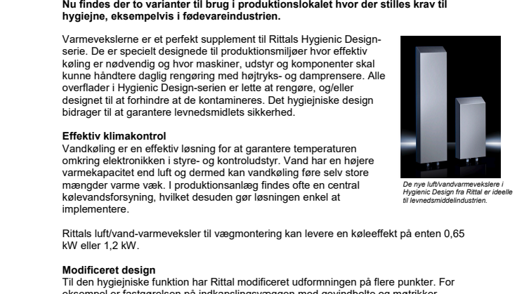 Køling med hygiejne design til fødevareindustrien