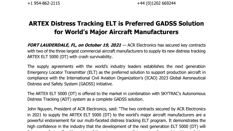 Oct 19 2021 - ARTEX Distress Tracking ELT is Preferred GADSS Solution.pdf