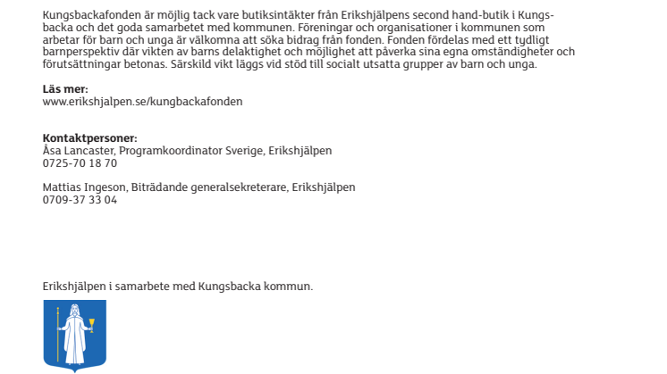 Sök stipendium ur Erikshjälpens Kungsbackafond