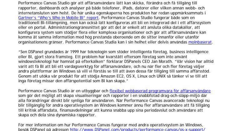 DSPanel lanserar Business Intelligence för flera serverplattformar och molnet – Amazon EC2, OS X, Linux and Unix 