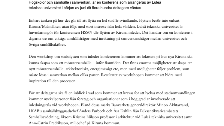 Stadsflytten i Kiruna - viktigt ämne inleder konferens