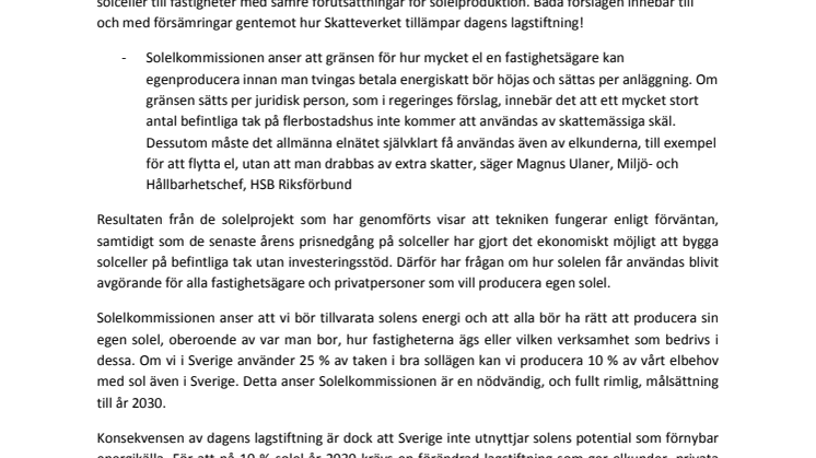 Vi bildar Solelkommissionen för mer solel nu!
