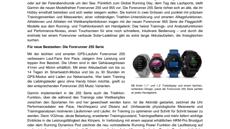 Garmin PM Forerunner 255 & Forerunner 955