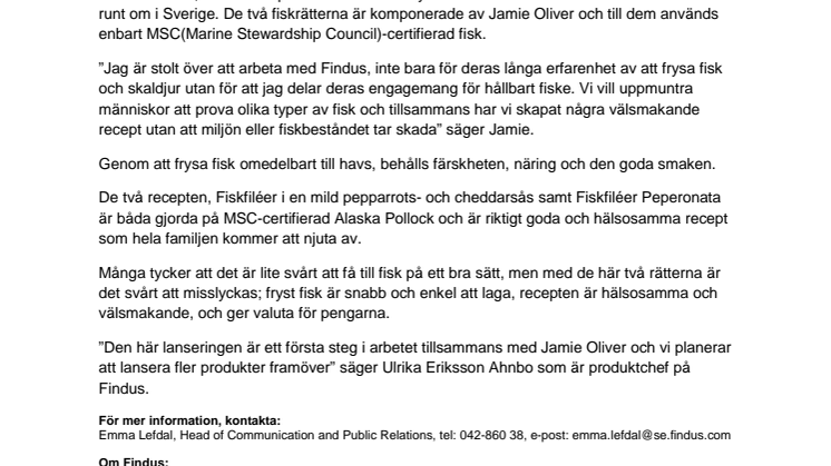 Jamie Oliver från Findus - nu i din frysdisk