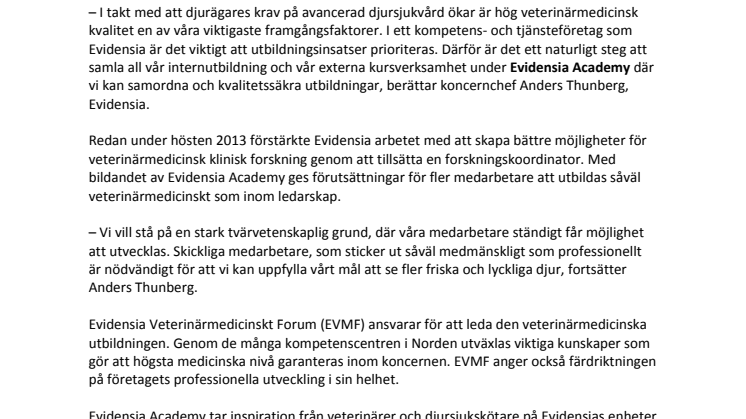 Evidensia Djursjukvård startar Academy