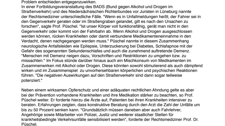 "Krankheit und Kraftverkehr: Das Problem muss angepackt werden"