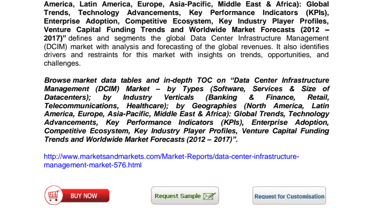 Data Center Infrastructure Management Market Worth $3.14 billion in 2017
