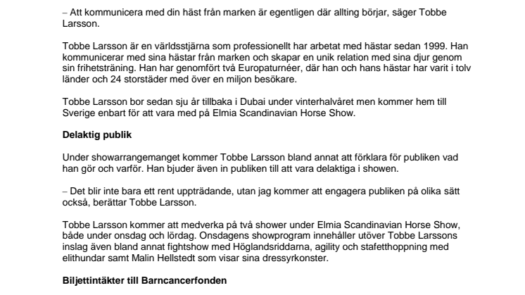 Hästartisten Tobbe Larsson till Elmia 