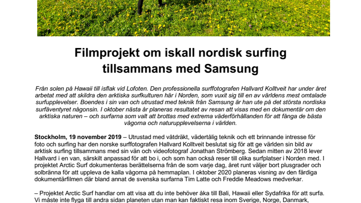 Filmprojekt om iskall nordisk surfing tillsammans med Samsung
