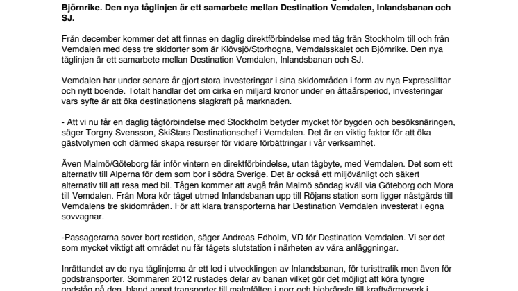 Nya tåglinjer öppnar inlandet