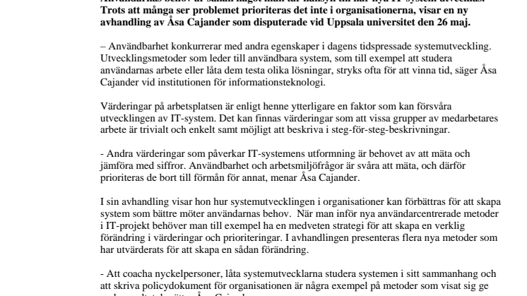 Datorsystemen motsvarar sällan användarnas behov