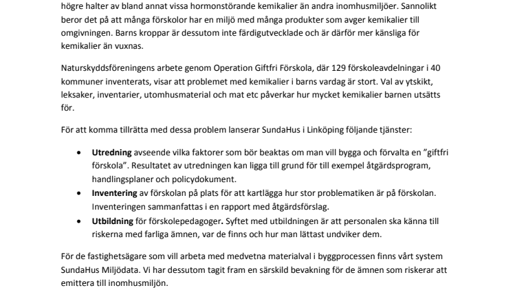 Minimera mängden farliga ämnen i förskolan