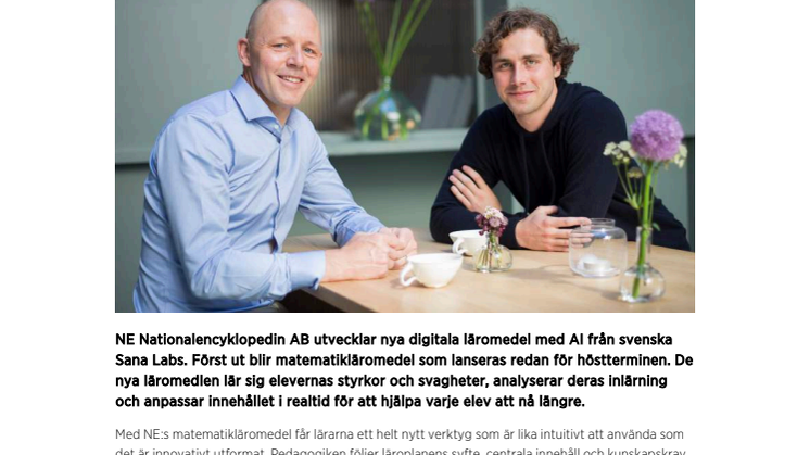 NE i partnerskap med Sana Labs — använder världsledande AI-teknik för smartare läromedel