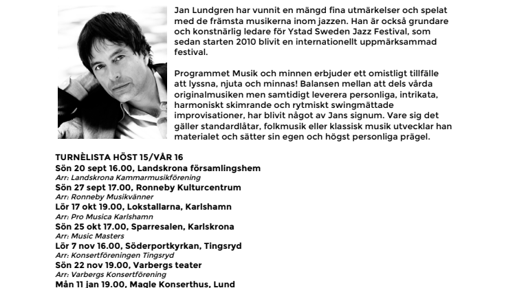 Musik och minnen med jazzpianisten Jan Lundgren