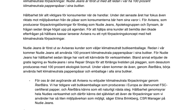 Svensk denimjätte först ut med klimatneutralt butiksemballage