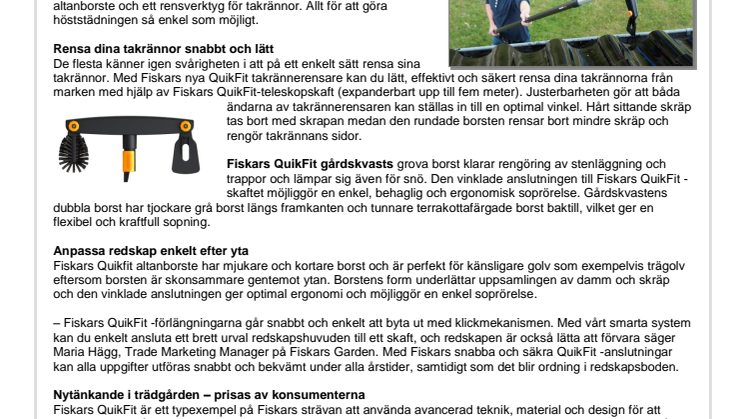 Nya Fiskars QuikFit-redskap bjuder in till en effektivare höststädning med endast ett “klick” 