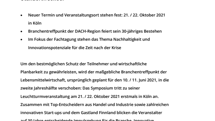 Pandemie zwingt zur Neuorientierung: Symposium-Jubiläum – Terminverschiebung auf Oktober 2021 und Standortwechsel 