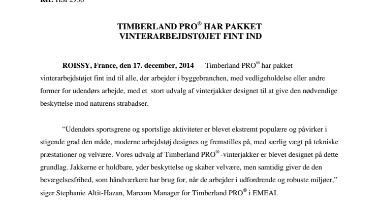 Timberland PRO har pakket vinterarbejdstøjet fint ind