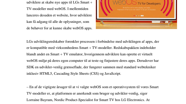 LG LANCERER UDVIKLINGSREDSKABER FOR SMART+ TV
