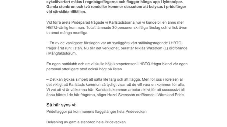 Vi synliggör HBTQ-frågan året runt i Karlstad