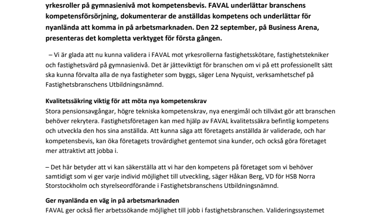 FAVAL gör validering möjlig för fastighetsbranschen 
