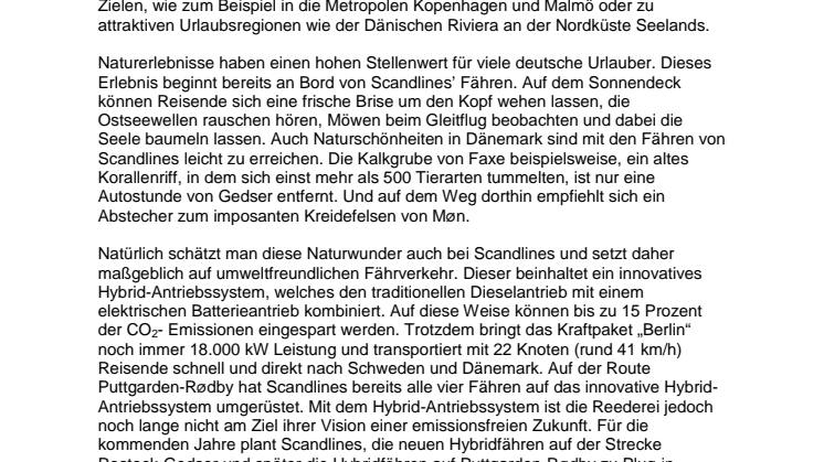 Umweltbewusst reisen mit Scandlines' neuem Kraftpaket