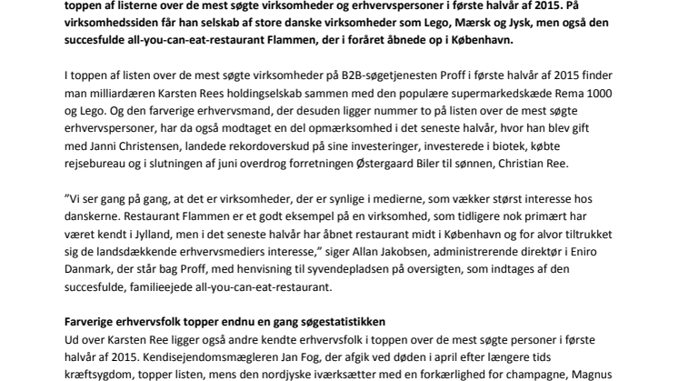 Her er de mest søgte virksomheder og erhvervspersoner i første halvår af 2015