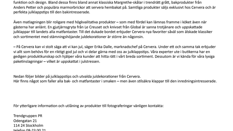 Cervera presenterar årets julklappar