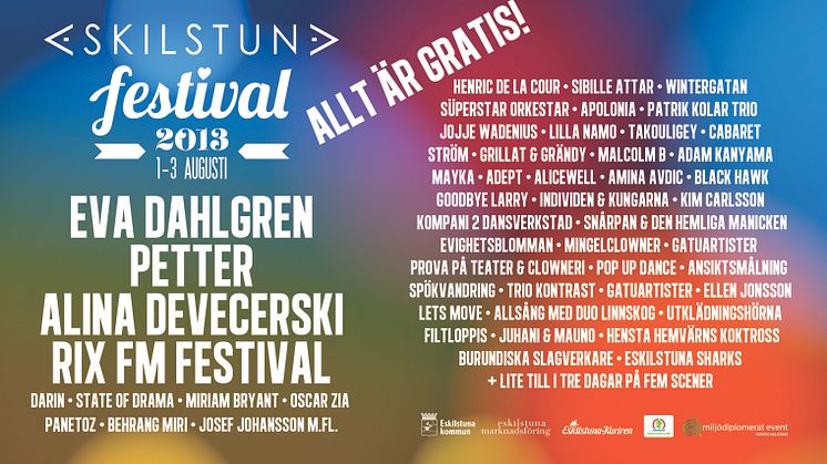 Programmet spikat till Eskilstunafestivalen