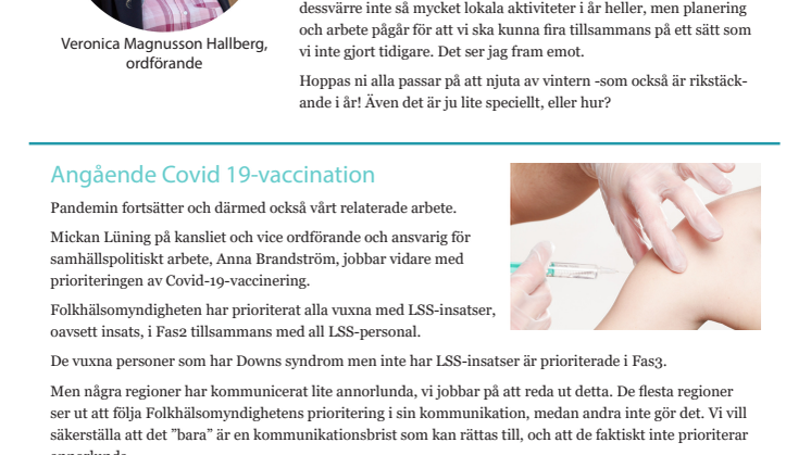 Medlemsbrev Nr 1, februari 2021