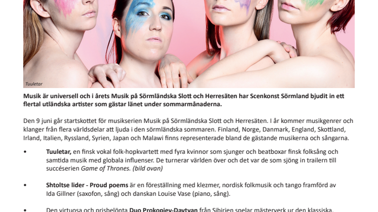 Världsartister i Scenkonst Sörmlands sommarkonsertserie