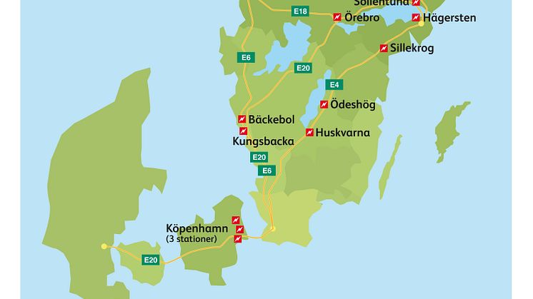 OKQ8 stationer med supersnabbladdare