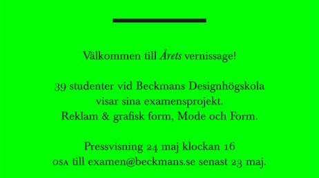 Pressvisning av examensprojekten på Beckmans Designhögskola.