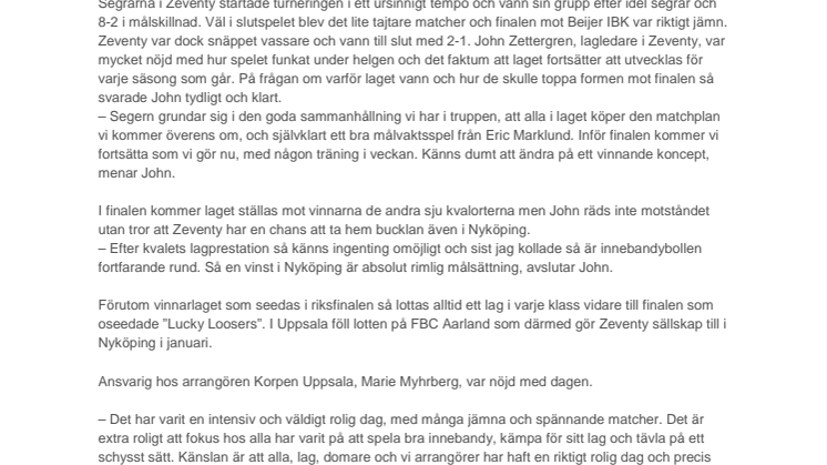 ​Seger för Zeventy i Uppsalas kval i Sweden Floorball Cup