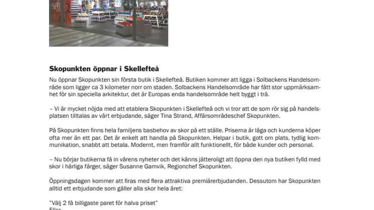 Skopunkten öppnar i Skellefteå