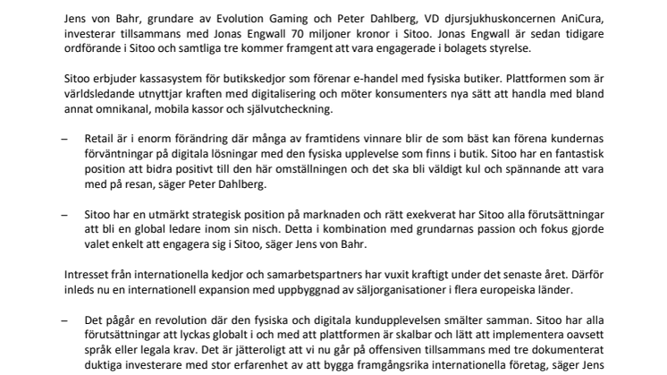 Sitoo inleder internationell expansion