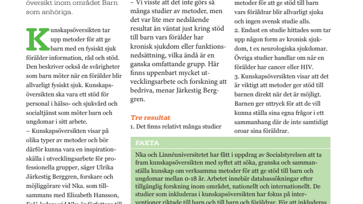 Nyhetsbrev Barn som anhöriga - nr 3 2013