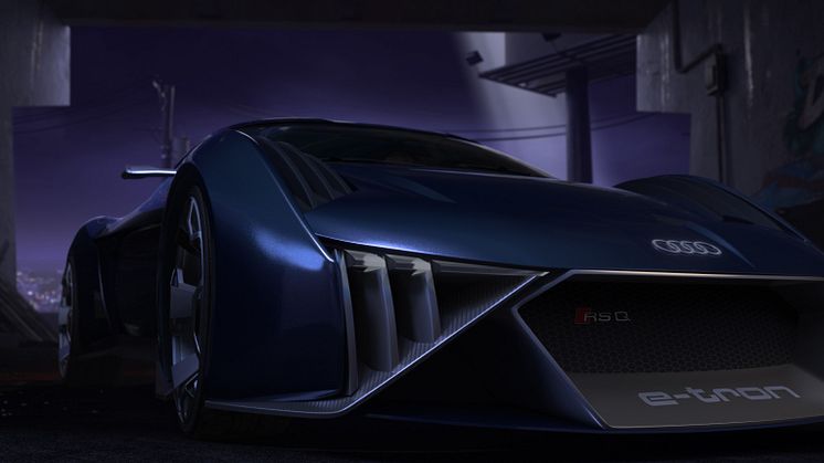 Audi RSQ e-tron close-up af front (spionbil til animationsfilmen Spies in Disguise)