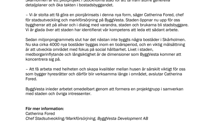 ByggVesta blir ankarbyggherre i Fokus Skärholmen